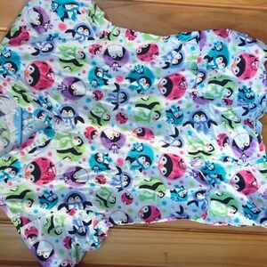 Penguin Patterned Scrub Top